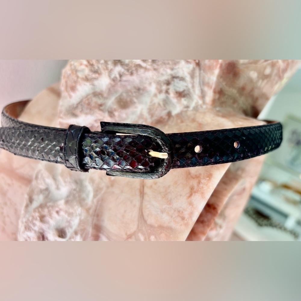Vintage Jana For Madrid Black Genuine Snake Skin Belt marked L - Picture 6 of 8